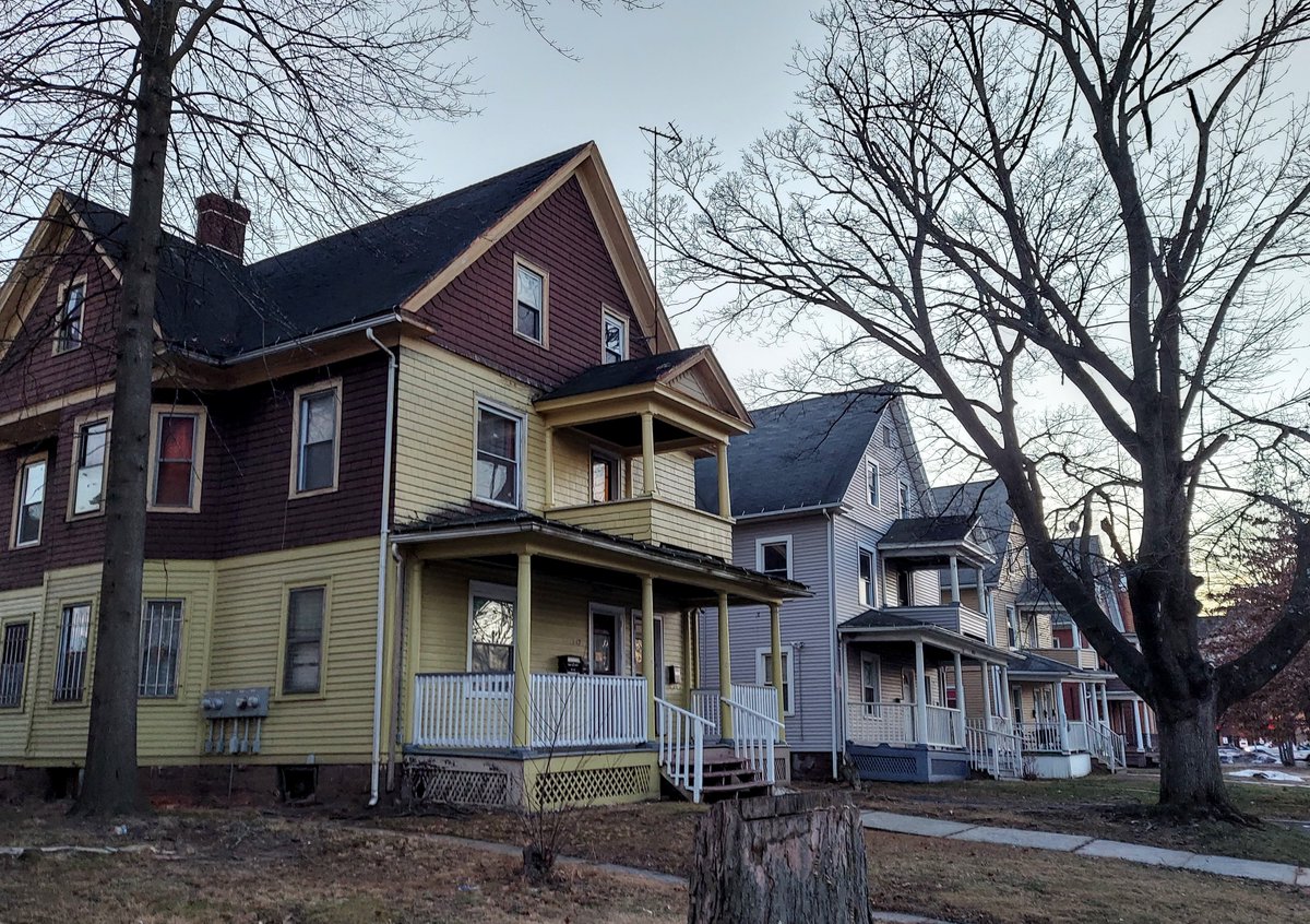Porches go well with clapboarded structures as well. Some of these are now clad with vinyl.