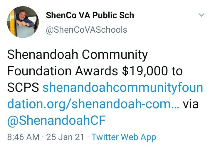 Thank you, Shenandoah Community Foundation, for supporting visual arts in our schools! Ms. Davis is SO EXCITED!!! 😊💜🎨