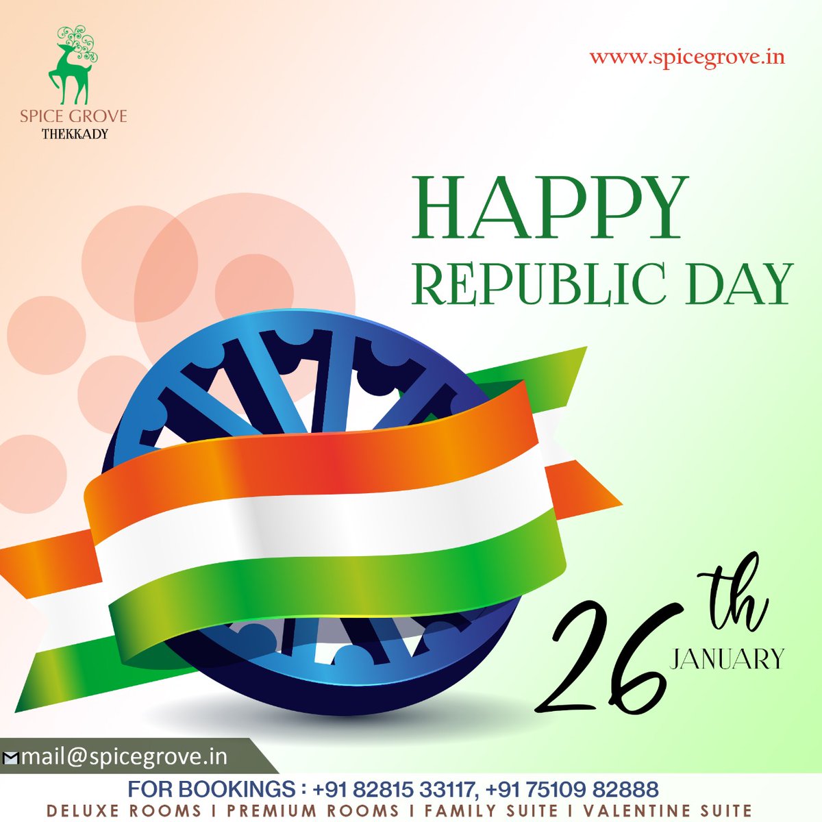 IamSpicegrove's tweet photo. Wishing everyone a very happy republic day. #HappyRepublicDay2021 #RepublicDay2021 #RepublicDay #spicegrove #myspicegrovemoment https://t.co/ojMpkejQrN
