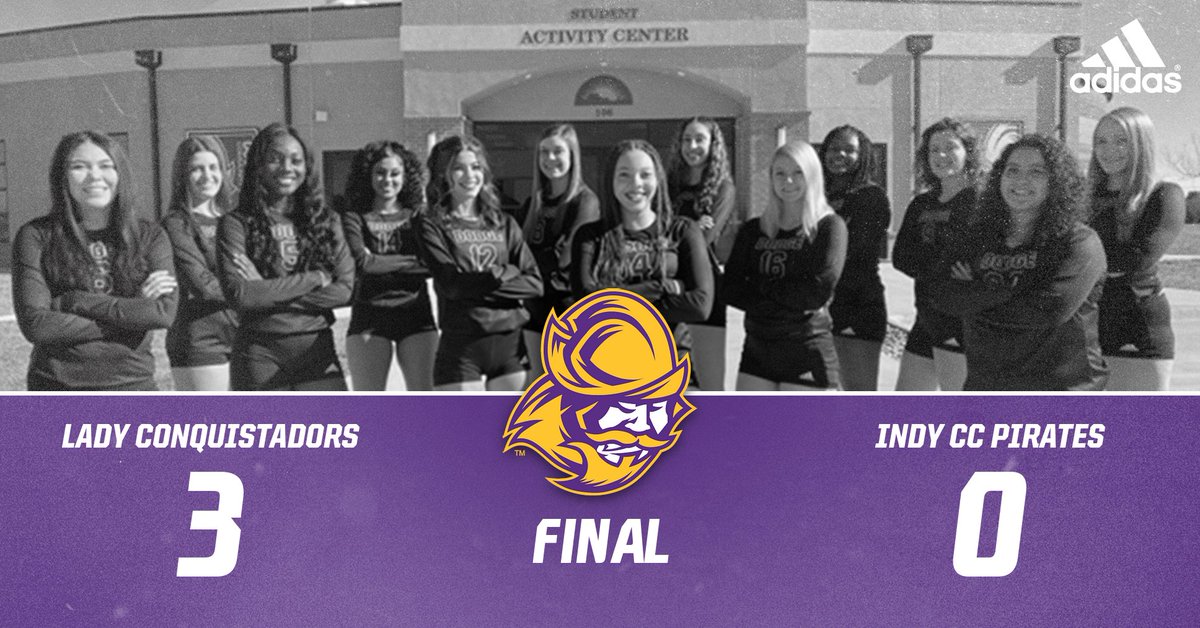 GoConqs's tweet photo. Game. Set. Match.

With a 25-15 advantage in the final set, @GoConqsVB takes their season opener in straight sets on the road against @IndyCCVBall 

#GoConqs // #HowWeConquer https://t.co/LO3YA4y4nZ