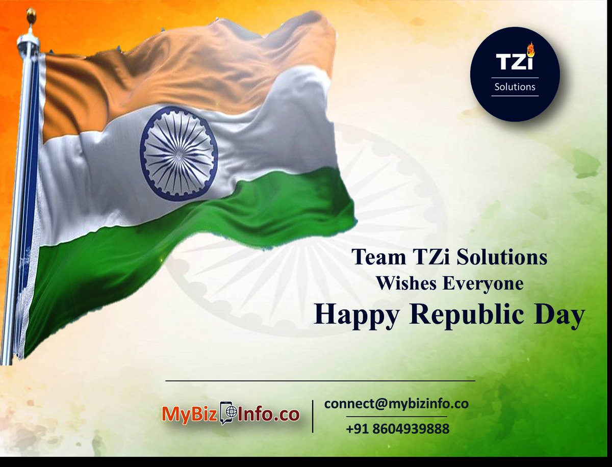 tzisolutions's tweet photo. TZi Solutions family wishes you and your family a very Happy Republic Day🇮🇳🇮🇳

#HappyRepublicDay #HappyRepublicDay2021 #JaiHind #HRD2021 #RepublicDay #RepublicDayIndia #TZiSolutions #TZi #GoDigital #VocalForLocal #GoOnline #WebsiteDevelopmentCompany #SoftwareDevelopmentCompany https://t.co/zxC7IZxlRC