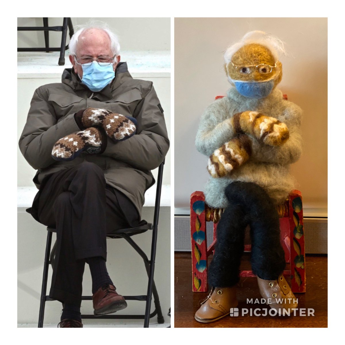 LyHOjeda's tweet photo. Having fun felting Bernie! #BerniesMittens #Bernie #BernieMemes #Needlefelting https://t.co/ZzcHoXV5Nb