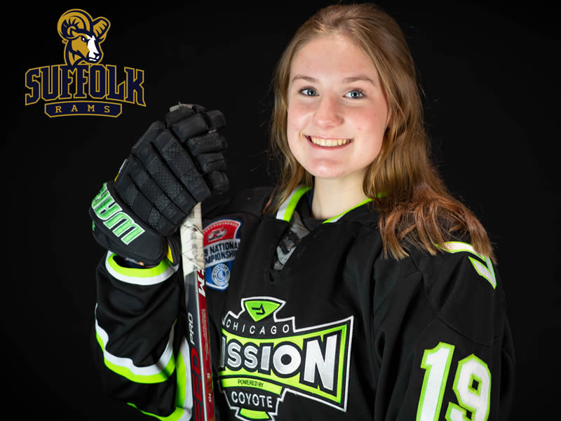 ChicagoMission's tweet photo. Chicago Mission congratulates Leslie Steiner on her recent commitment to Coach Taylor Wasylk at Suffolk University in Boston. 
Leslie is currently a senior defenseman for the Mission u19s.  
Best of luck Leslie and congrats to the Steiner family!
@MissionGirlsAAA @AHAI_1 @taywas https://t.co/7LchTBdYkS