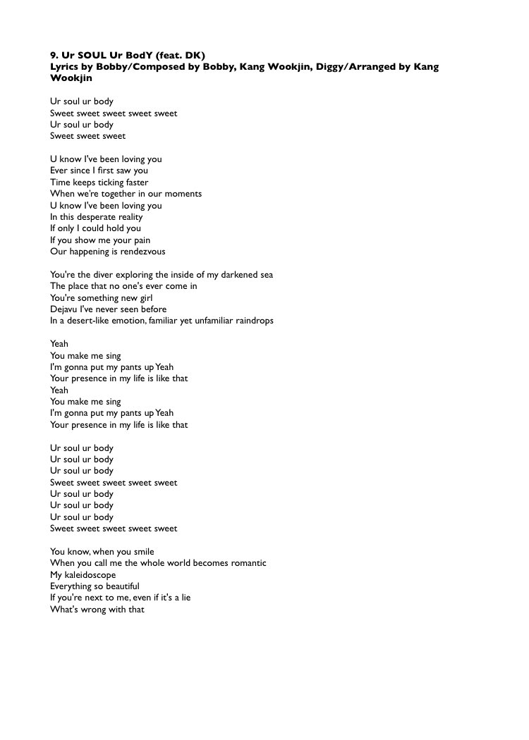 에라ish 9 Ur Soul Ur Body Feat Dk Lyrics By Bobby Composed By Bobby Kang Wookjin Diggy Arranged By Kang Wookjin 에라ish 9 Ur Soul Ur Body Feat Dk Lyrics By Bobby Composed By Bobby Kang Wookjin Diggy Arranged By Kang Wookjin