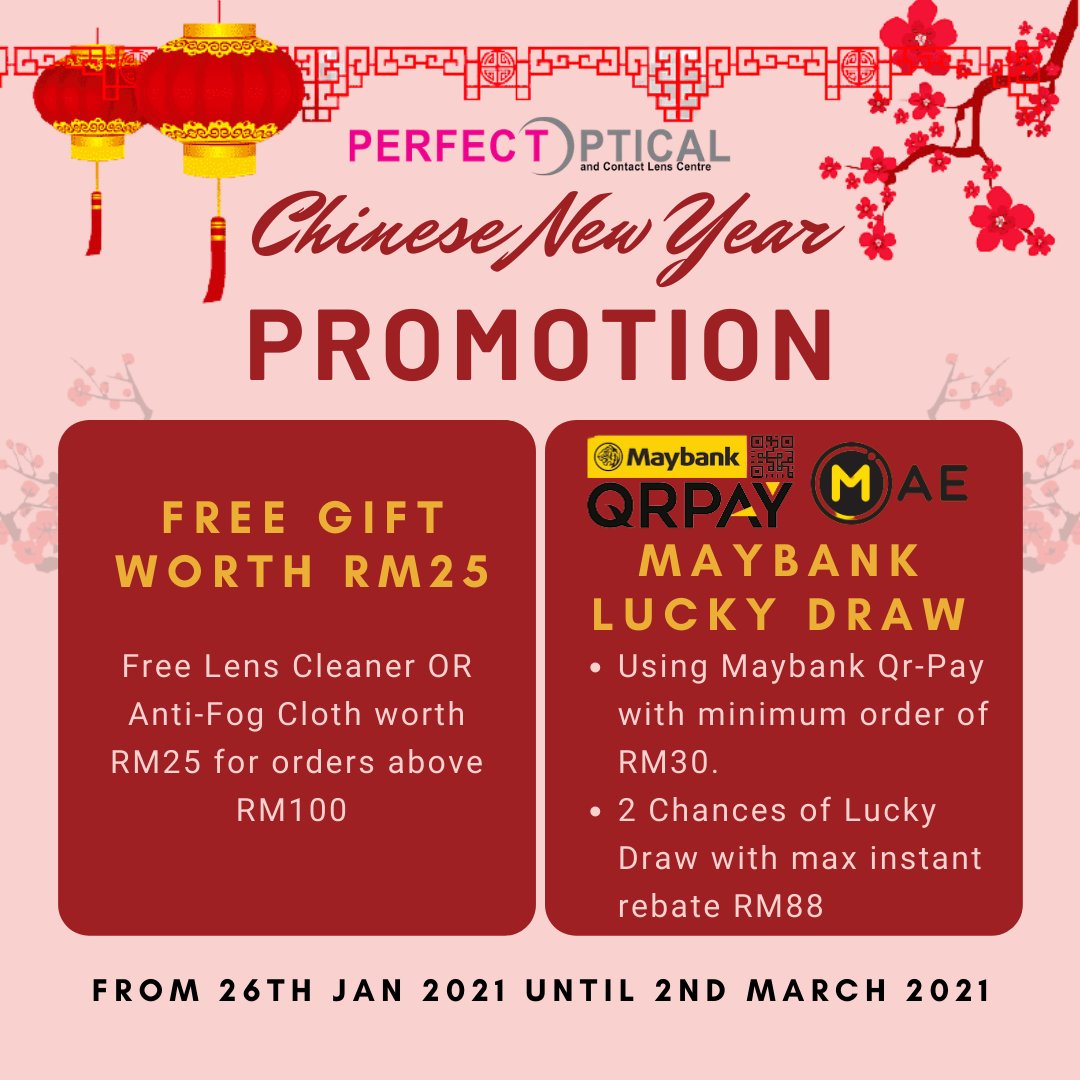 PerfectOptical_'s tweet image. CNY PROMOTION! 🥳🎉🎊🎇
Now we'll give you free gift worth RM25 &amp;amp; MBB lucky draw by using QR-Pay! PM us for futher details 😍 Wishing you &amp;amp; your family the happiest of chinese new year ❤️
