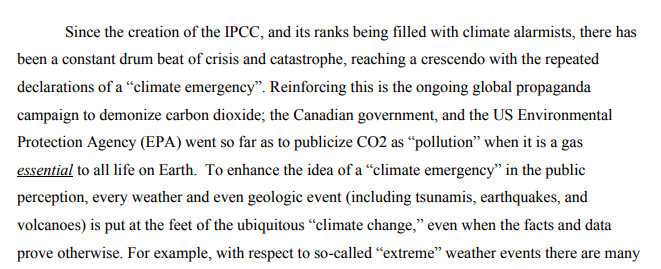 One last thing I've skimmed the section on "climate change rationale" and it's wildly false and recklessly irresponsible and no government that wants to be taken seriously in the energy economy in 2021 should have its name attached to this drivel