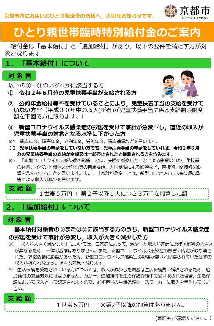 金 特別 市 京都 給付 親 ひとり