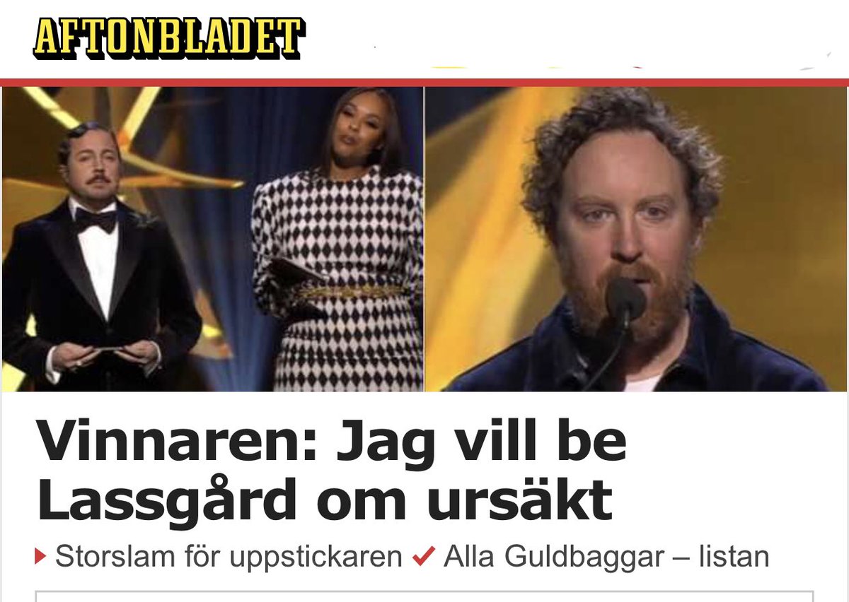 GnestaEmma's tweet photo. Uje Brandelius tog inte bara hem flest baggar. Han höll framför allt de bästa tacktalen. När jag blir stor vill jag hålla lika bra tal som Du Uje! Grattis 🎉#guldbaggen #springujespring https://t.co/bZsR0zcahP