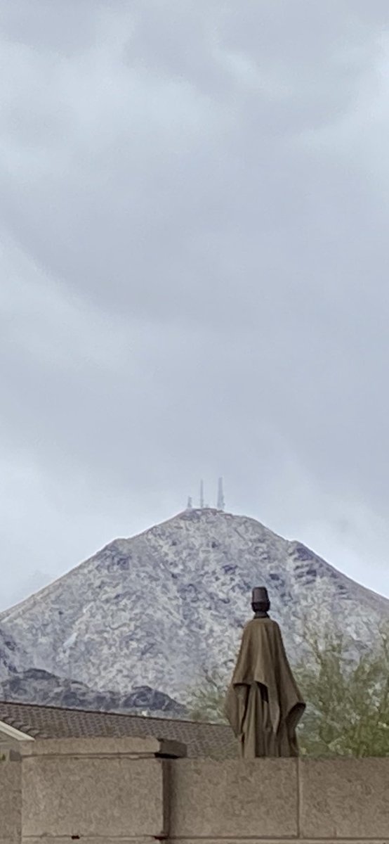 Snow on Thompson Peak in the McDowell Mountains. <a href="/NWSPhoenix/">NWS Phoenix</a> <a href="/McDowellSonoran/">McDowell Sonoran Conservancy</a>