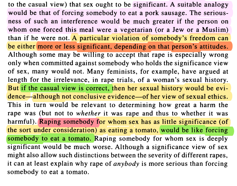 This atheist logic of promoting hedonism also permits things like rape, bestiality, and child molestation.Atheist philosopher David Benatar explains those who promote "sexual liberation" open the doors to rape as a "human right".Source:  https://www.jstor.org/stable/40441324&nbsp;