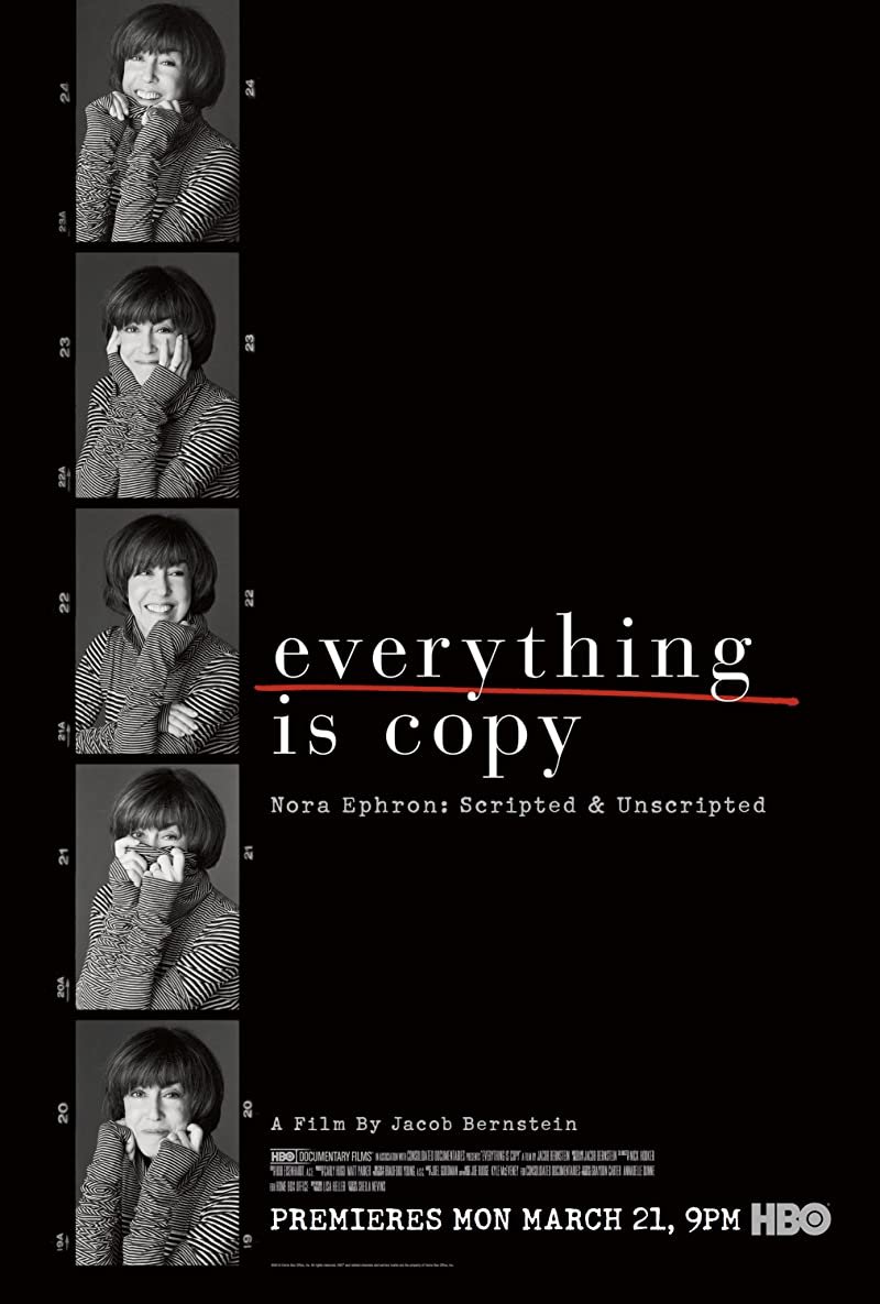 JonesHowDareYou's tweet photo. #EverythingIsCopy. 2015. Enjoyed this. I had absolutely no idea Nora Ephron was once married to Carl Bernstein and they had two children.
Anyway, it's all about Nora. I was given a copy; not sure if it's available streaming online. ๐ https://t.co/XLc8TKFeU2