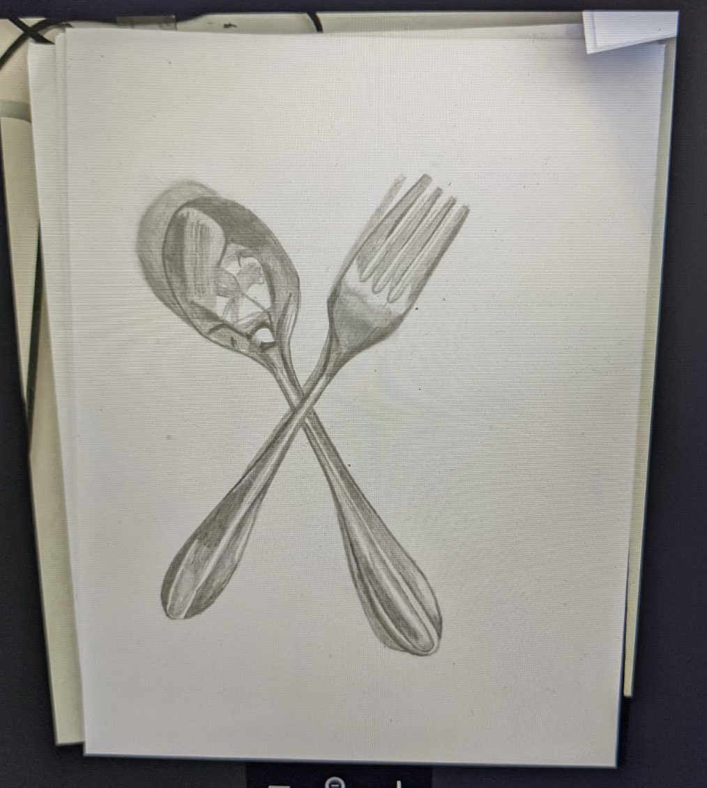 NCCBrent's tweet photo. Miss Cook’s Year 12 Art group have been drawing #stilllife Here is Ahmed Z's beautiful sketches of a #spoonandfork #sketching #drawing #artistictalent @The_Us_Trust @CchaplainNc @sportandthought @LBOC2020 @harlesdenarts @BrentArts @brentartists https://t.co/HOasWccTbL