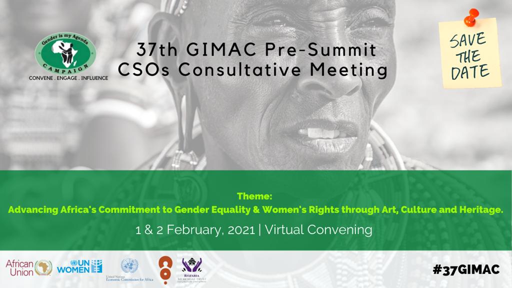 GimacNetwork's tweet photo. SAVE THE DATE: 37th GIMAC Pre-Summit CSOs Consultative Meeting, 
31 Jan. - 2 Feb. 2021

Réservez cette date : 37e réunion consultative des OSC du GIMAC, 31 Jan - 2 Feb. 2021
#37GIMAC @TheCARROTCo @RozariaConnects @FASNGO @AUBinetaDiop @elisah_mbiza @CoumbaFallVenn @ACCORD_online https://t.co/LToBc36aum