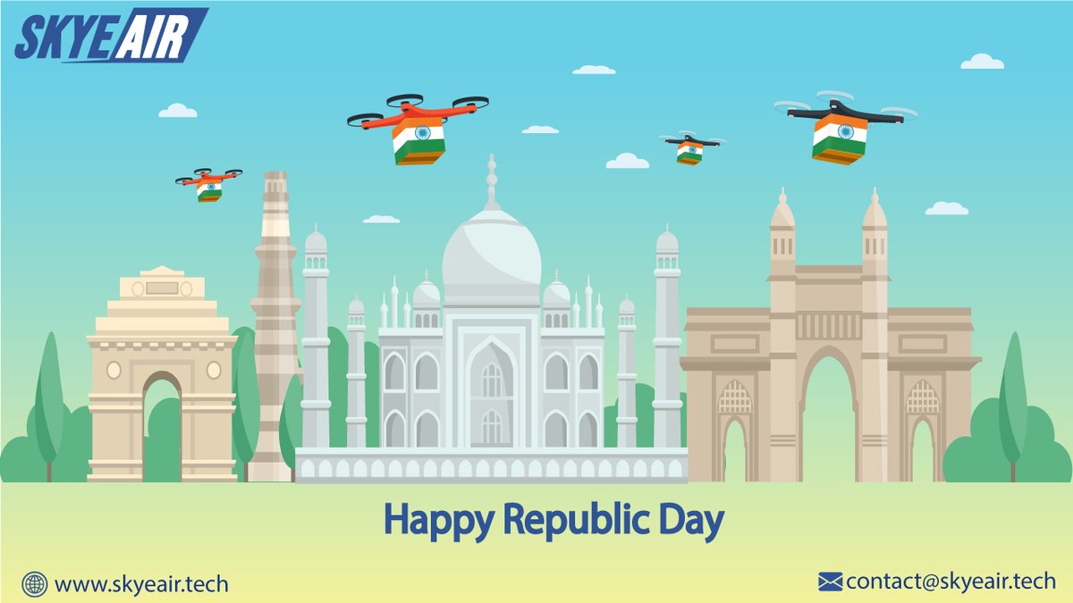 skyeairmobility's tweet photo. Wishing all a Happy Republic Day
#skyeair #Dronedelivery #droneservices
#bestdroneservicesinindia #relieflogistics
#Emergencyservices #UAM #Healthcarelogistics #fooddeliveryservice https://t.co/MyFxT3zpGr