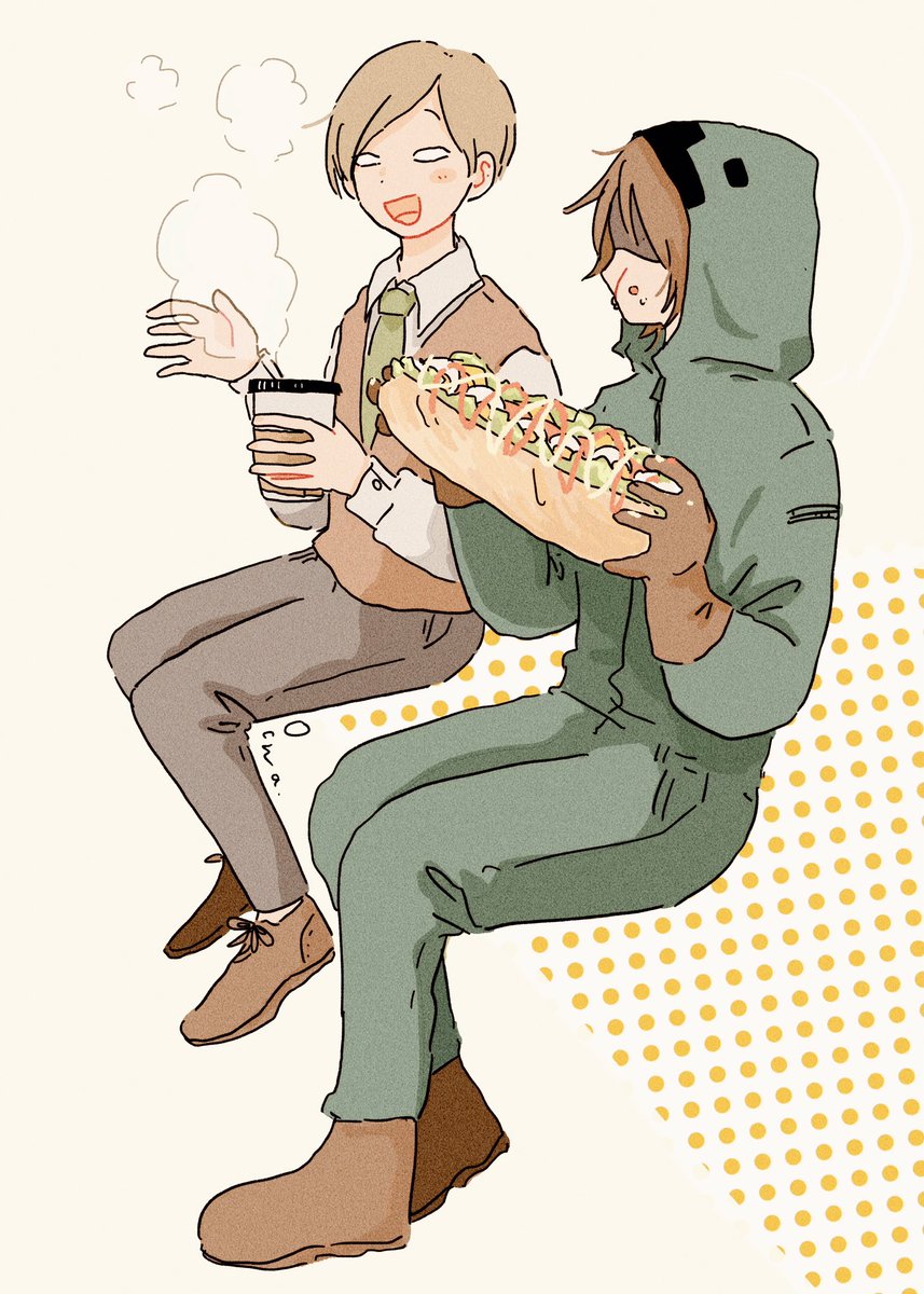 「も〜にんぐ🥖☕️ 」|お 茶︎︎のイラスト