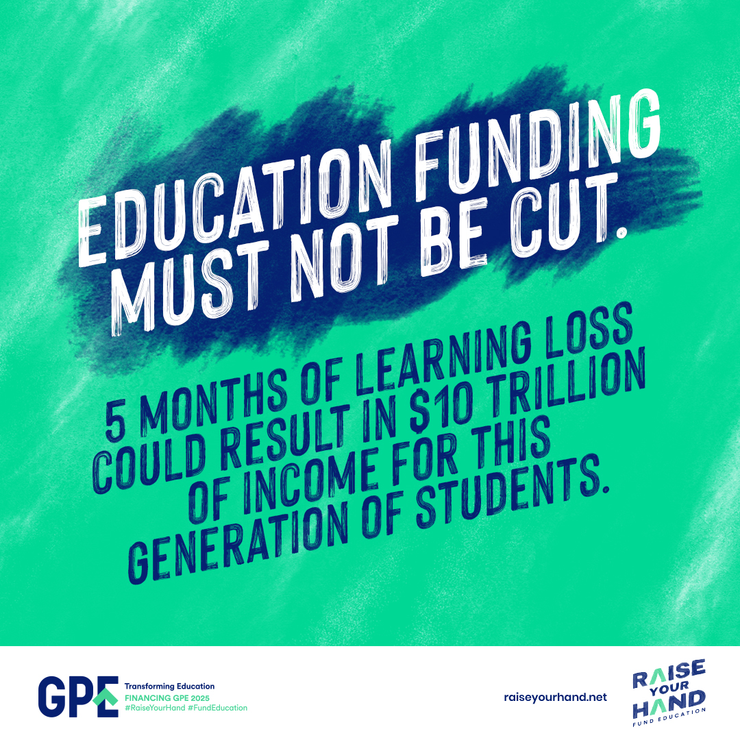 GPforEducation's tweet image. We&apos;re aiming to raise at least US $5 billion to transform education in up to 90 countries and territories, which are home to more than 1 billion children and 84% of the world’s out-of-school children. 

#RaiseYourHand today: raiseyourhand.net #FundEducation #EducationDay