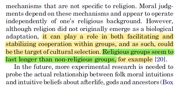 #3 ironically also contradicts atheism.Secularism (aka atheism) results in population decline and a civilization's eventual extinction. Atheist societies do not and cannot survive.Sources: a)  https://osf.io/preprints/socarxiv/pvwpy/b)  https://www.cell.com/trends/cognitive-sciences/fulltext/S1364-6613(09)00289-7c)  https://www.tandfonline.com/doi/abs/10.1080/2153599X.2012.667948