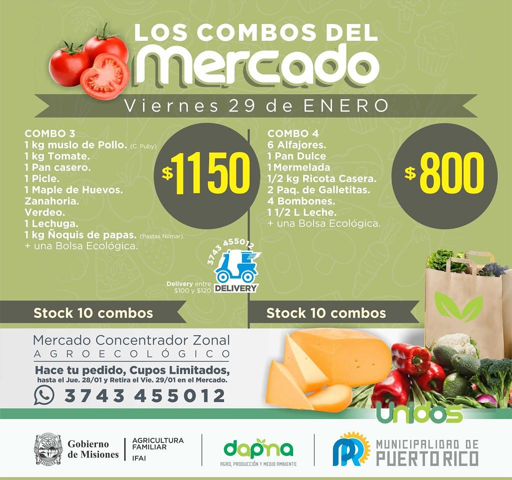 📣 Te presentamos los Súper Combos 3 y 4 del #MercadoConcentrador 📣

👉 Hace tu pedido al 
📲3743 455012, hasta el 28 de enero.
▶️ Tenemos Stock limitados!!
➡️ Te esperamos para que lo retires el 📆 viernes 29 de enero.
#Unidos