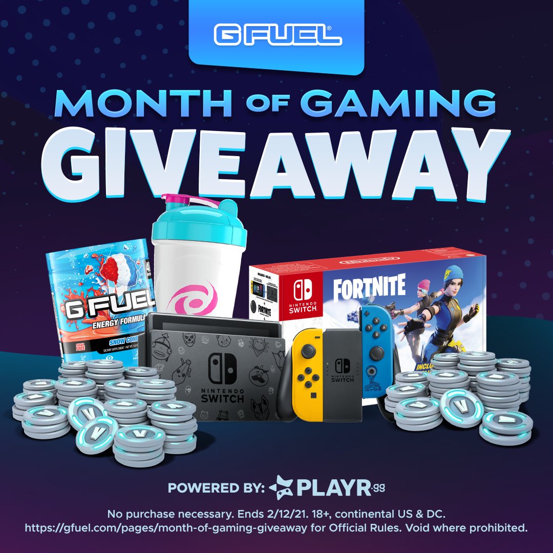 💦🎮 𝗚𝗜𝗩𝗘𝗔𝗪𝗔𝗬 𝗔𝗟𝗘𝗥𝗧 🎮💦 

We've teamed up with @PLAYRgg to bring you all another "MONTH OF GAMING" GIVEAWAY!

💙  Like + RT + Tag a friend!

👉 𝗘𝗡𝗧𝗘𝗥: gfuel.com/pages/month-of…

No purchase necessary. Ends 2/12/21. 18+, continental US &amp; DC. Void where prohibited.