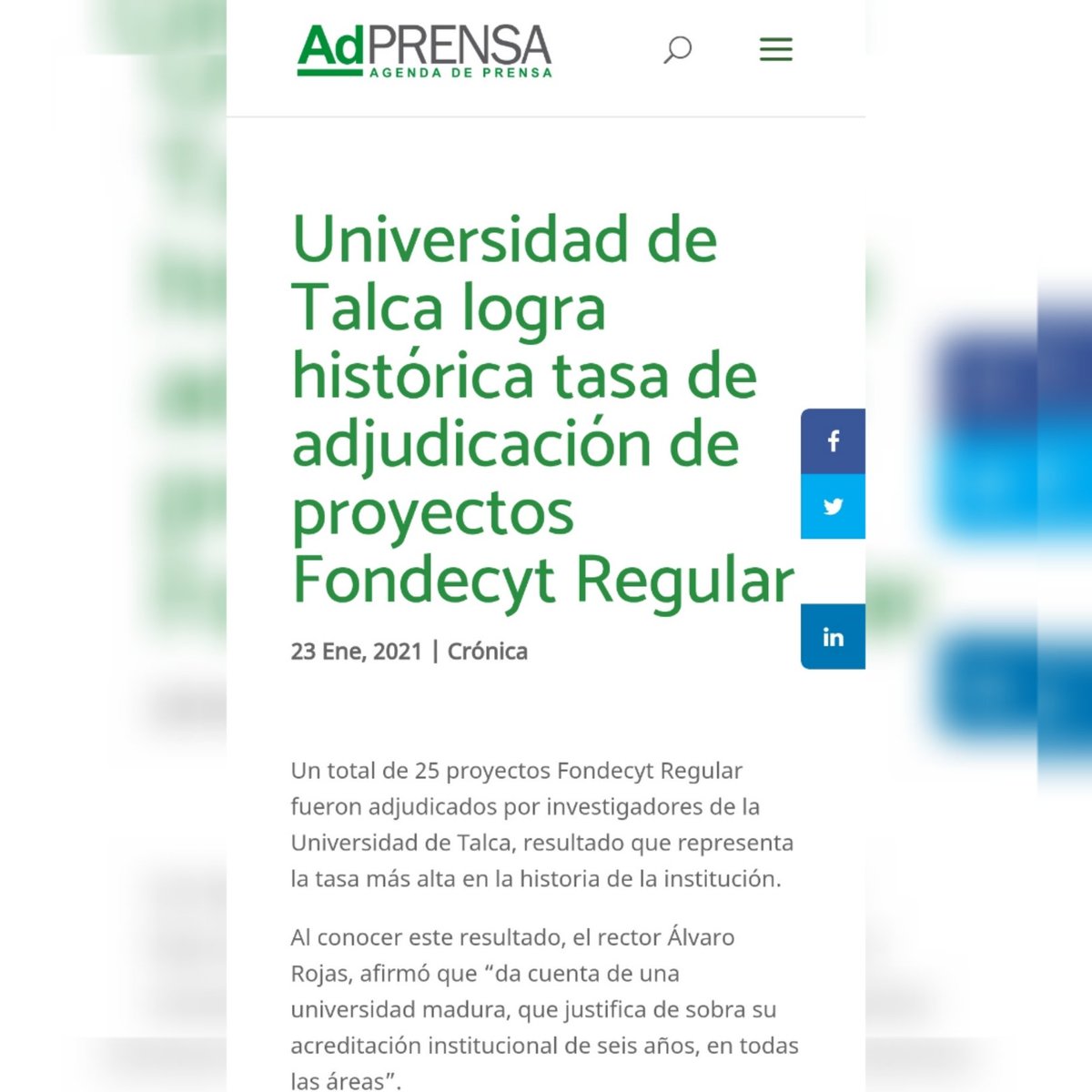 👉Este año ha sido un año histórico para la <a href="/UTalca/">Universidad de Talca</a>. Se adjudicaron 25 #ProyectosFondecyt Regular.
👉Nuestra Facultad @ingenieriautalca se adjudicó 3 Proyectos Fondecyt Regulares este año.
▪Revisa la nota aquí:
adprensa.cl/cronica/univer…
#UTalcaContigo
#SomosUTalca
#MecánicaUtalca