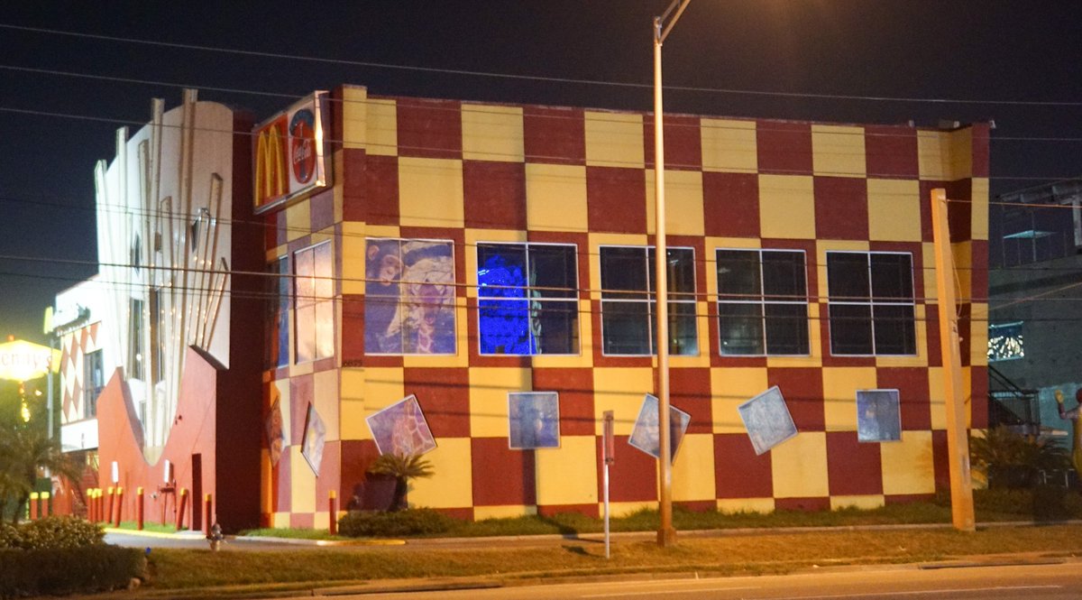 in 2015, a structure began to rise alongside the original location, being built to house its replacement. it wouldn't be until 2016 until the new mcdonald's finally opened; in its final days, the grand neon fries of the old location went dark.(photo credit:  @bioreconstruct)