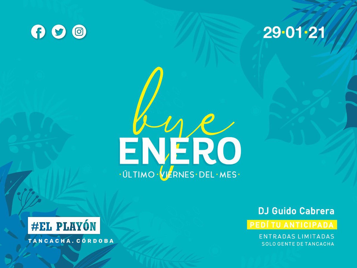 EllPlayon's tweet photo. Este viernes largamos la fiesta a partir de la 1:30 

Cosnegui tu anticipada eb @ElPlayon todo los dias desde las 15 hs.

Dj @guidocabrera111 

#elplayon 

FIESTA TODO EL AÑO 💣 https://t.co/1gQ99M8VM6