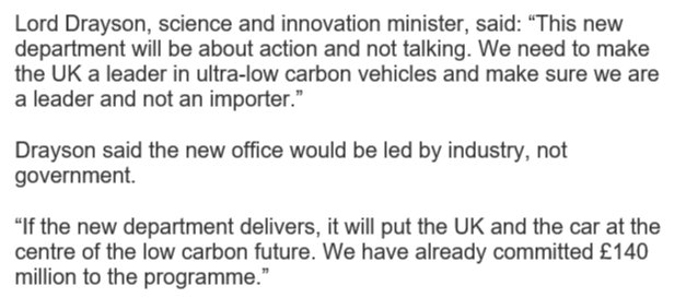 no reason whatsoever that RoO prevents a BEV Astra being built in the UK. This is pure subsidy politics.That being said, we are a long way from when Lord Drayson stated this in 2009: