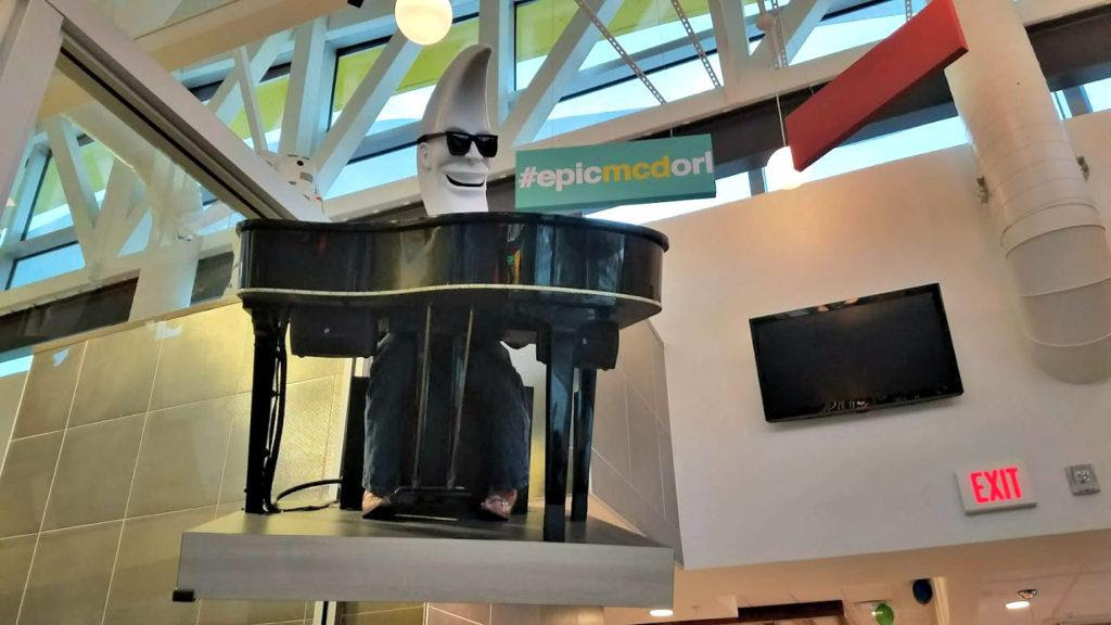 despite a revamped interior (more open with more natural light) and a more unified aesthetic, some old favorites - like a certain lunar pianist - hung around.