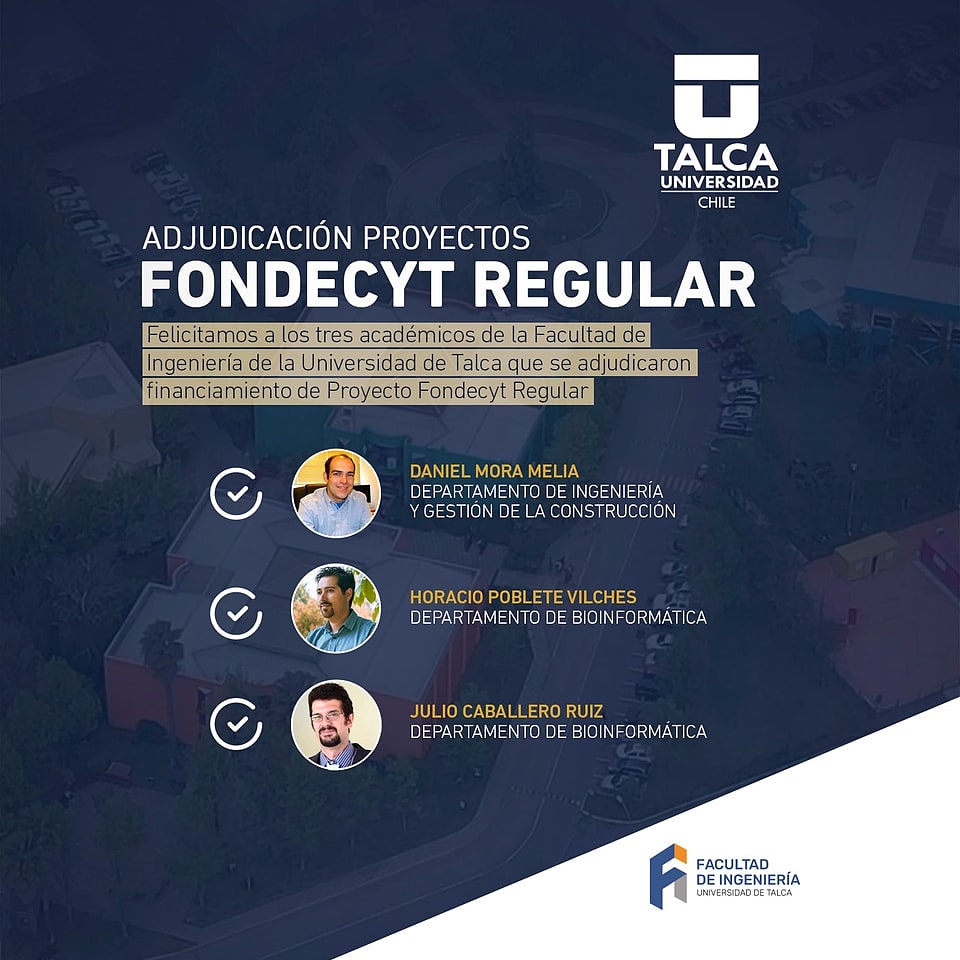 IcObras's tweet photo. 📣Felicitamos a nuestro académico 𝐃𝐚𝐧𝐢𝐞𝐥 𝐌𝐨𝐫𝐚, académico de nuestra Escuela, quien se adjudicó financiamiento en #ProyectoFondecyt #Regular 2021.👏👏
👉Nuestra Facultad @ingenieriautalca se adjudicó 3 Proyectos este año.

#UTalcaContigo
#UTalca
#SomosUTalca
#icc https://t.co/kgYYp7t5Pz