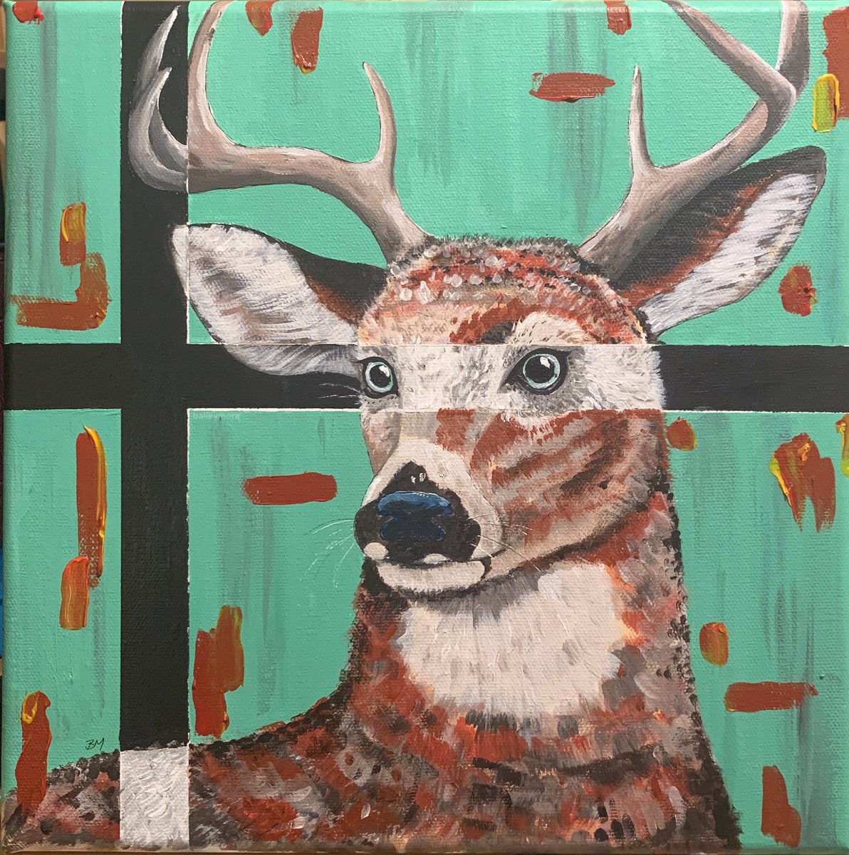 baileysarts's tweet photo. Trying to do this thing where I paint at least once a week. This is last night’s. 
“All rare on the inside” 
12” x 12” acrylic on canvas

#acrylic #painting #deer #albinodeer #santabarbara https://t.co/Y48BHy7KCk