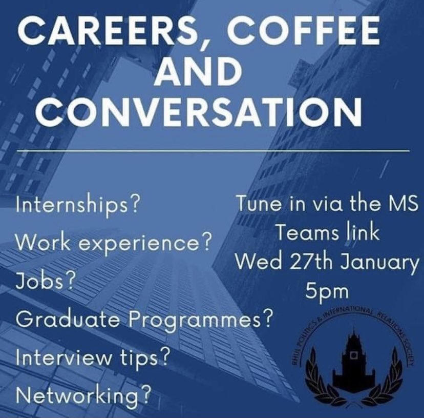 RHUL_PIRSoc's tweet photo. Don’t miss out on our careers event this Wednesday! 
We will be joined by Royal Holloway alumni who will share their experiences as a Public Affairs and PR Consultant, Project Manager at the House of Commons, and Auditor at the National Audit Officer! 
Message us for the link! https://t.co/gsIF8ju4zl