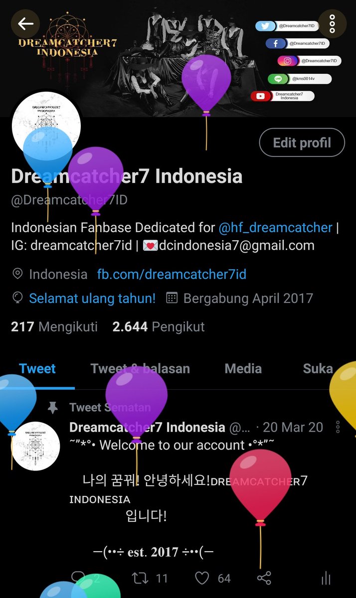 Dreamcatcher7ID's tweet photo. [🎂] Hari ini tepat 4 tahun Dreamcatcher7 Indonesia berdiri. Berawal dari laman di facebook sampai sebesar sekarang.

Terima kasih untuk dukungannya selama ini, terus dukung DC7ID dan Dreamcatcher tentunya!! 🤧🥰🥰 https://t.co/Wj09QG0vOA