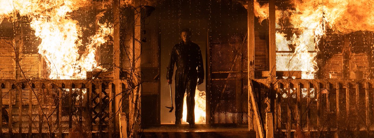 blumhouse's tweet photo. He’s baaack. Michael Myers checking in, and looking 🔥🔥. Check out these exclusive images from #HalloweenKills in the new issues of @EmpireMagazine and @TotalFilm, on sale now. @halloweenmovie https://t.co/fOdiyx84g8