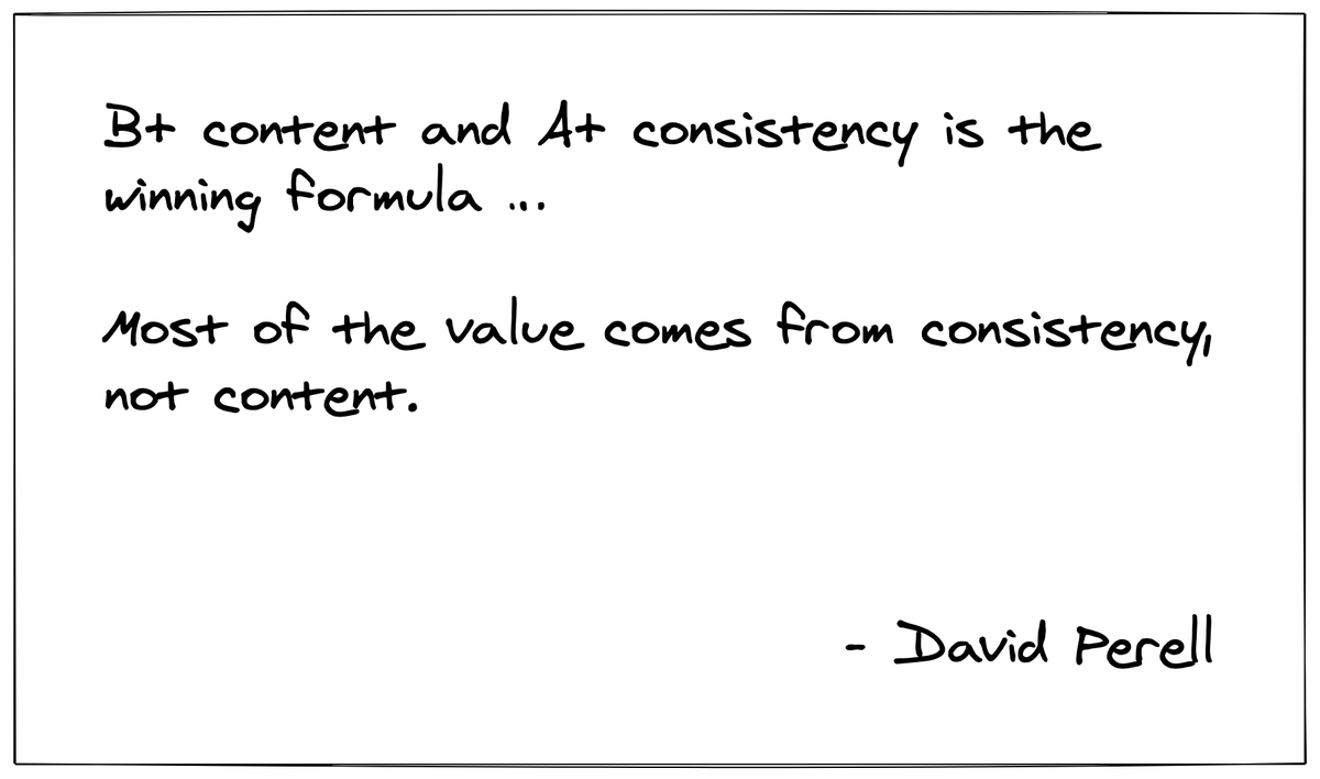 Almost a full year after taking Write of Passage by  @david_perell I'm still struggling with one of the core principles of the courseAs a Type A, former A+ student, I honestly can't believe this is trueAnd I intend to prove it
