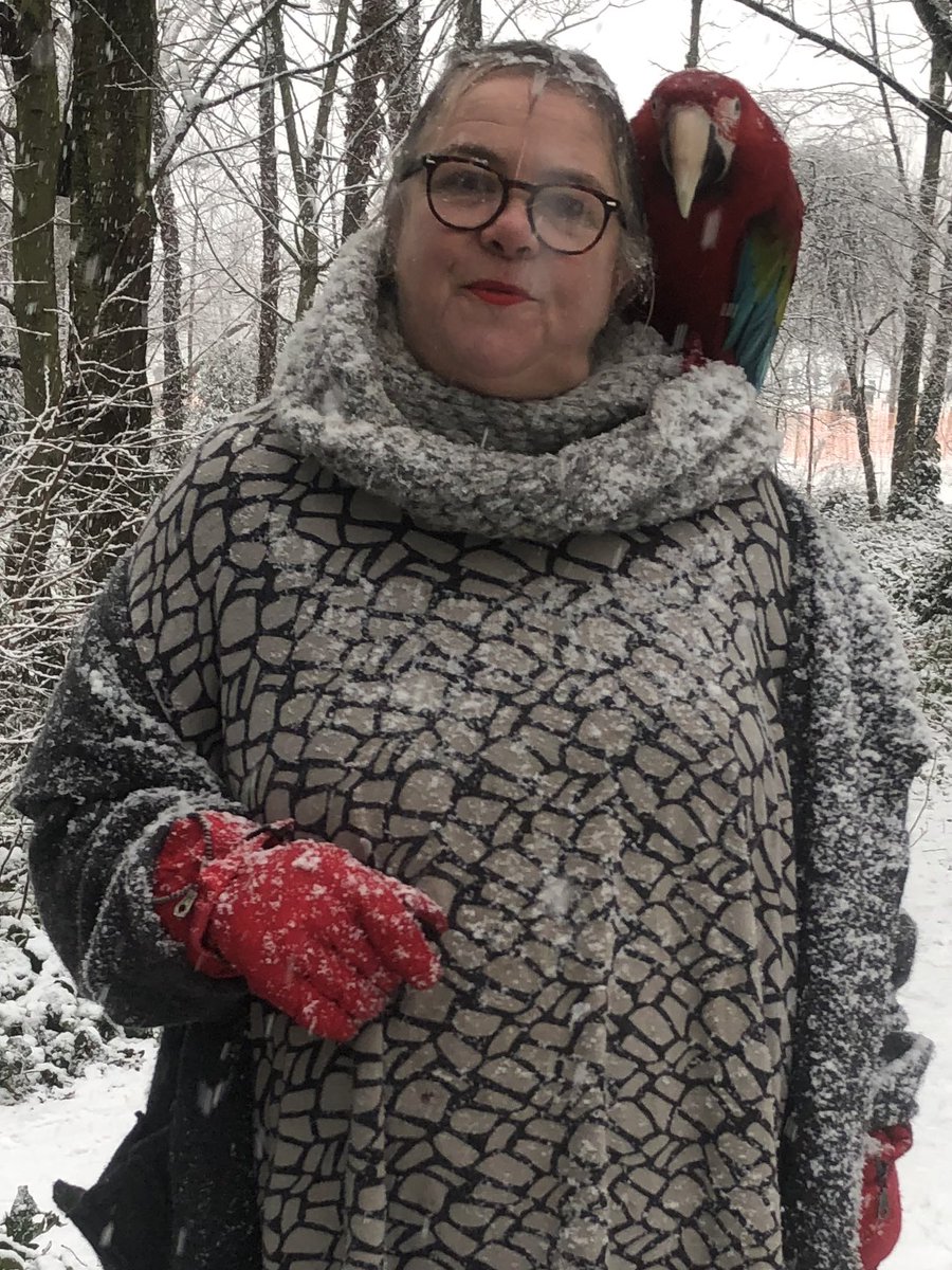 How to keep your ears warm in the snow. My friend Nicola and her best mate Charlie.