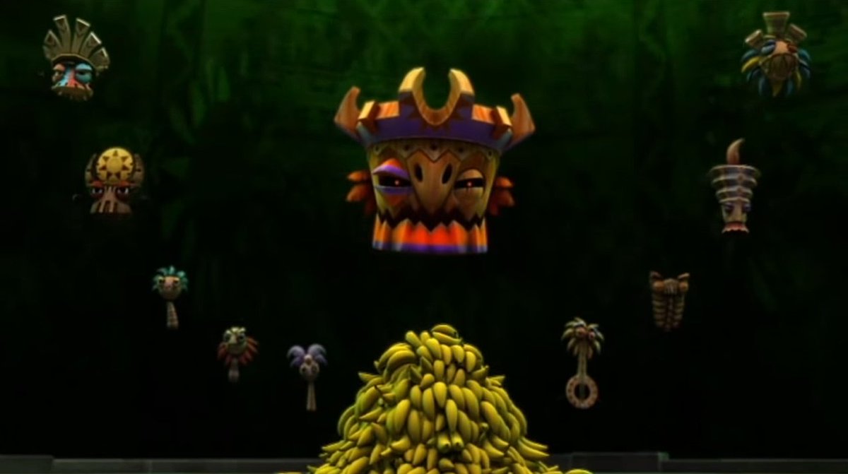 As I'll fully explain in a video I'm making for later this year, the Tiki Tak Tribe may have been where the Kong clan had its origins, with the Kong surname originally devised to honor Tiki Tong, the extradimensional entity who influenced the ancient culture of DK Island! 4/4