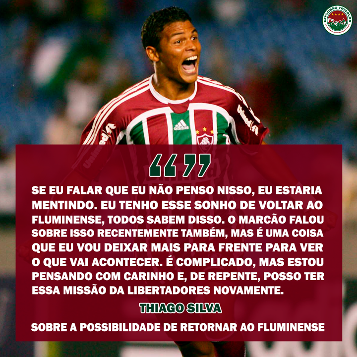 ExploTricolor's tweet photo. Em entrevista concedida ao canal TNT Sports, o zagueiro Thiago Silva, atualmente no Chelsea-ING, voltou a comentar sobre a possibilidade de retornar ao Fluminense, clube que o revelou para o futebol. Abrimos aspas para o "Monstro".

#ET #Fluminense #ThiagoSilva #Monstro https://t.co/xlOxry17mP