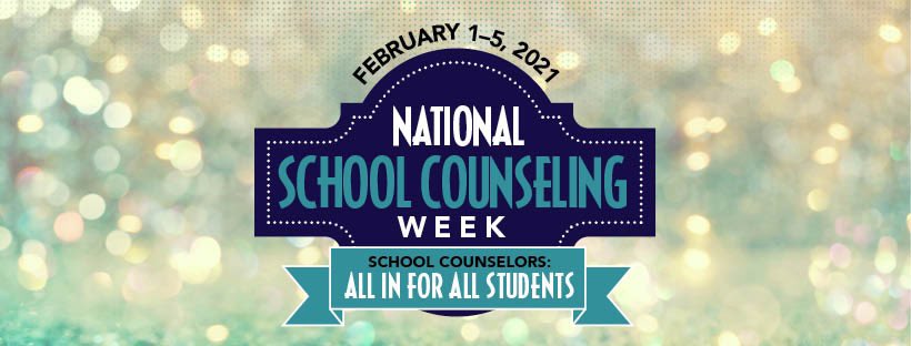 National School Counseling Week 2021 (#NSCW21), 'School Counselors: All in for All Students,' will be celebrated from Feb. 1-5, 2021, to focus public attention on the unique contribution of school counselors within U.S. school systems. #NSCW21 #TheTitleMatters #SchoolCounselors