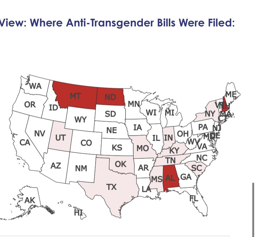 Here is a tracker of all states where these bills are filed. https://freedomforallamericans.org/legislative-tracker/anti-transgender-legislation/