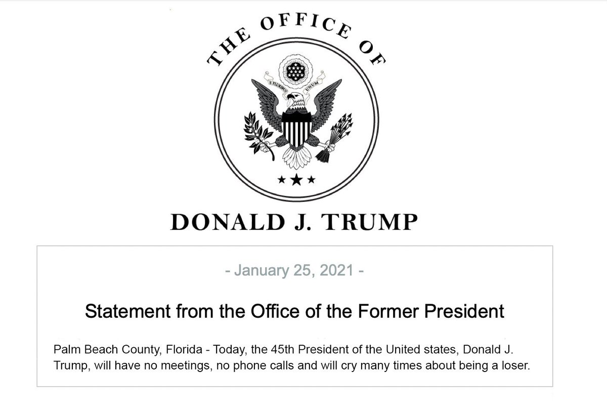 RascalActivism's tweet image. we got our hands on donald trump’s first daily schedule from the office of the former president