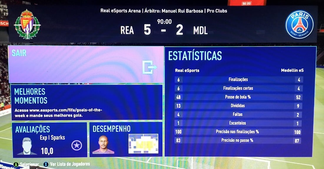 [FIFA Pro Clubs - Xbox One]

Foi tanto gol que tem tweet especifico pra isso!

✅<a href="/realesports_/">RealEsports</a> 5 x 2 Medellin
⚽️Sparks (x2); Yugi (x2); Juh
⏩Sparks; Yugi; Iago; Son; Renato

#VamosUltras  #goreal #gosan #issoéreal 🇳🇬🤍🖤 💜 #issoéreal #Esports #FIFA21 #ProClubs #11x11 #Gamer