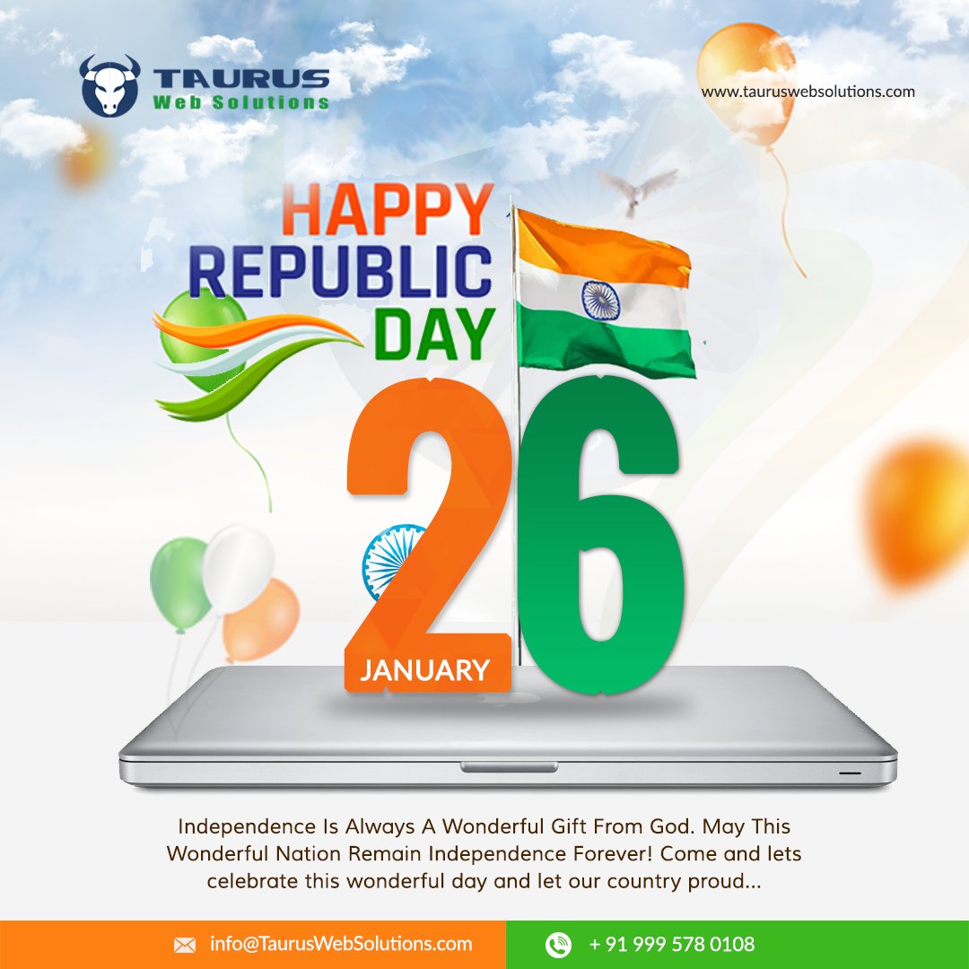 taurusweb's tweet photo. Independence Is Always A Wonderful Gift From God. May This Wonderful Nation Remain Independence Forever! Come and lets celebrate this wonderful day and let our country proud...
Happy Republic Day 2021!
#Tauruswebsolutions  #RepublicDay2021 #RepublicDay  #HappyRepublicDay https://t.co/eUvTdLpR8v