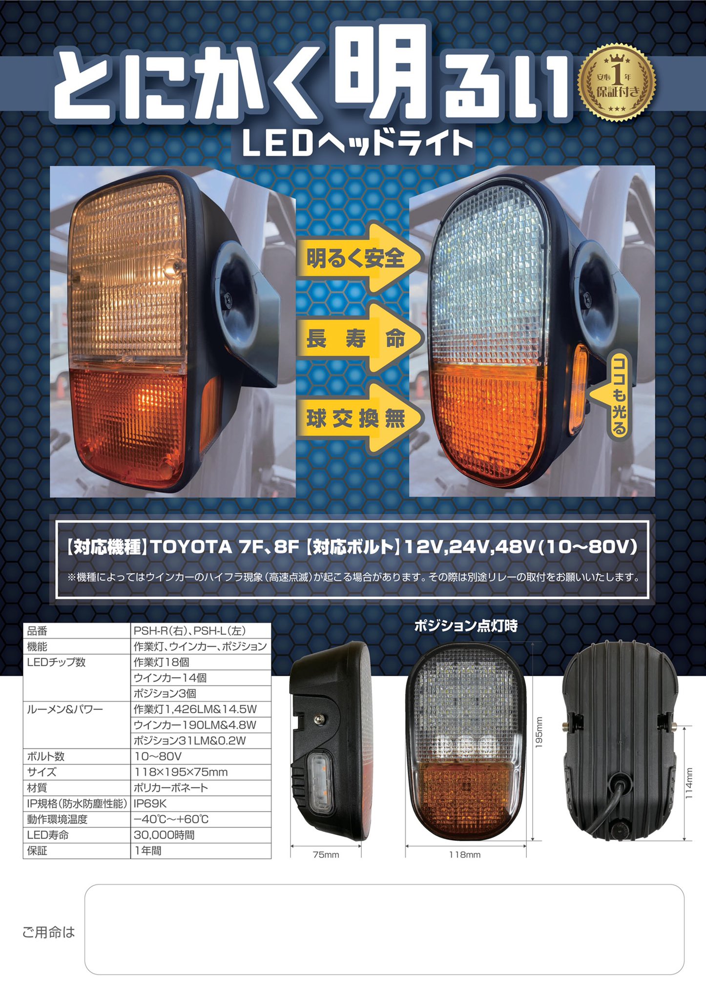 LEDヘッドライト シバタ(フォークリフト) フォークリフト用
