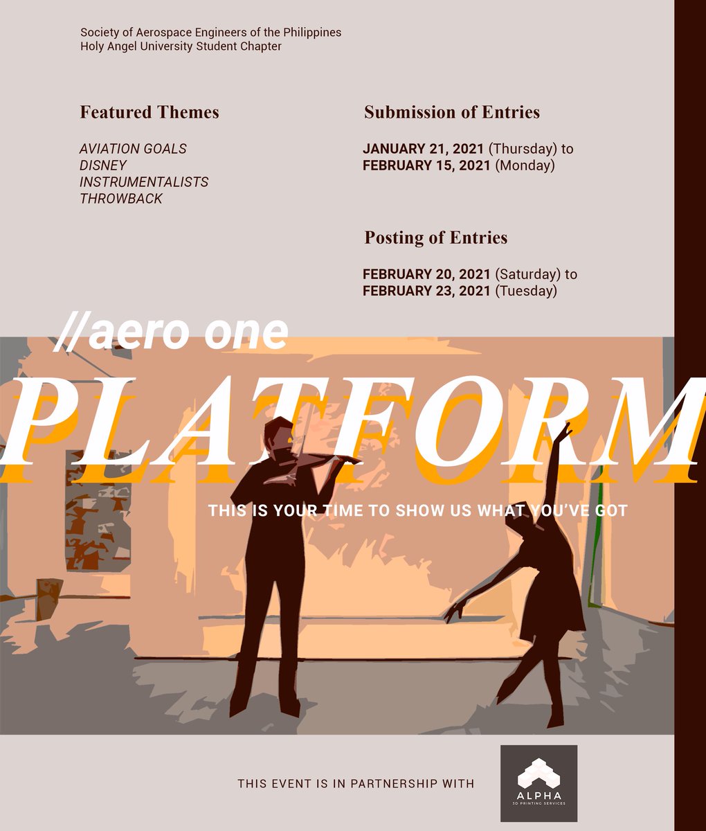saephausc's tweet photo. We are glad to bring in to you AERO ONE: Platform! This event aims to present the talents and skills of our aero students!

For questions, you can contact @leilastamaria 

For more detailed guidelines, please download the file here: https://t.co/KkxJNfpJBr https://t.co/uaDofeuaVc