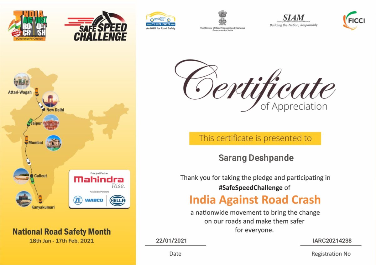#DriveSafe #Safespeedchallenge #SafeReturnOrNoReturn #INDIAGAINSTROADCRASH @pandeyrs Challenge accepted in all humility #Pune are you ready to do your bit