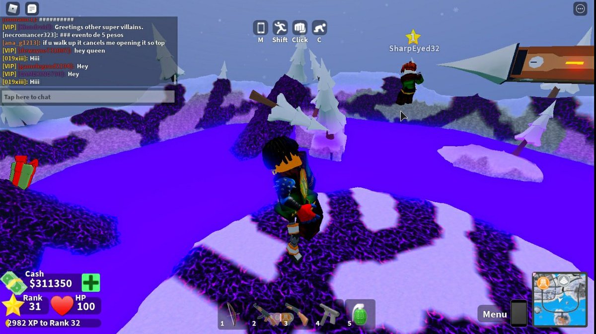 Miniguevara's tweet photo. @SchwiftyStudios I was doing the christmas event and it glitched the first time we tried,We changed servers and tried again, then it didnt let us go to the ski resort, we were able to walk on the air like in the picture. Is the event broken or whats going on? https://t.co/C7ru8qpCeq