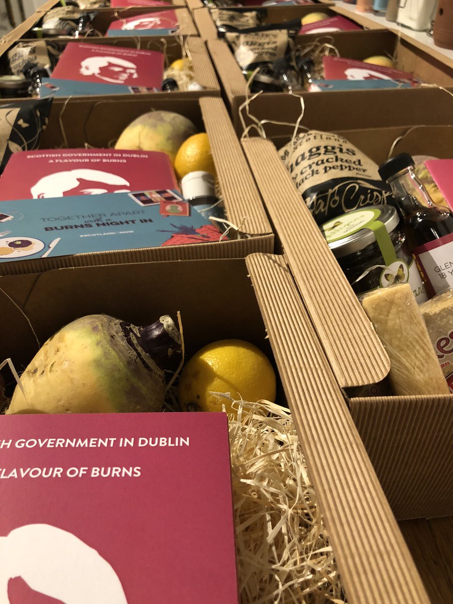 nscatering's tweet photo. #BurnsNightIn hampers coming together nicely. Thanks to @mccarthykanturk @StockansOatcake #highlandchoclatier @mackiesscotland #filligans #oldmillbanksmokehouse @Grantswhisky @essenceofharris @LePatissier1 @johnauldwebster @carowalker #ScotlandIsNow https://t.co/gKWTuDS3fU