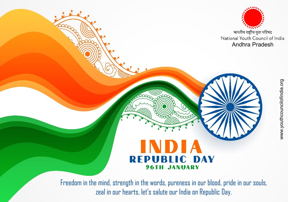 Freedom in the Mind, Strength in the Works, Pureness in our Blood, Pride in our Souls, Zeel in our Hearts, Let's Salute our INDIA on this Republic Day
 #26January #RepublicDay2021🇮🇳 
<a href="/NYCIAndhra/">NYCIAndhra</a> <a href="/RahulKanchi/">Rahul Kanchi</a> <a href="/GANESHNAGUD/">Ganesh Nag Doddi</a>