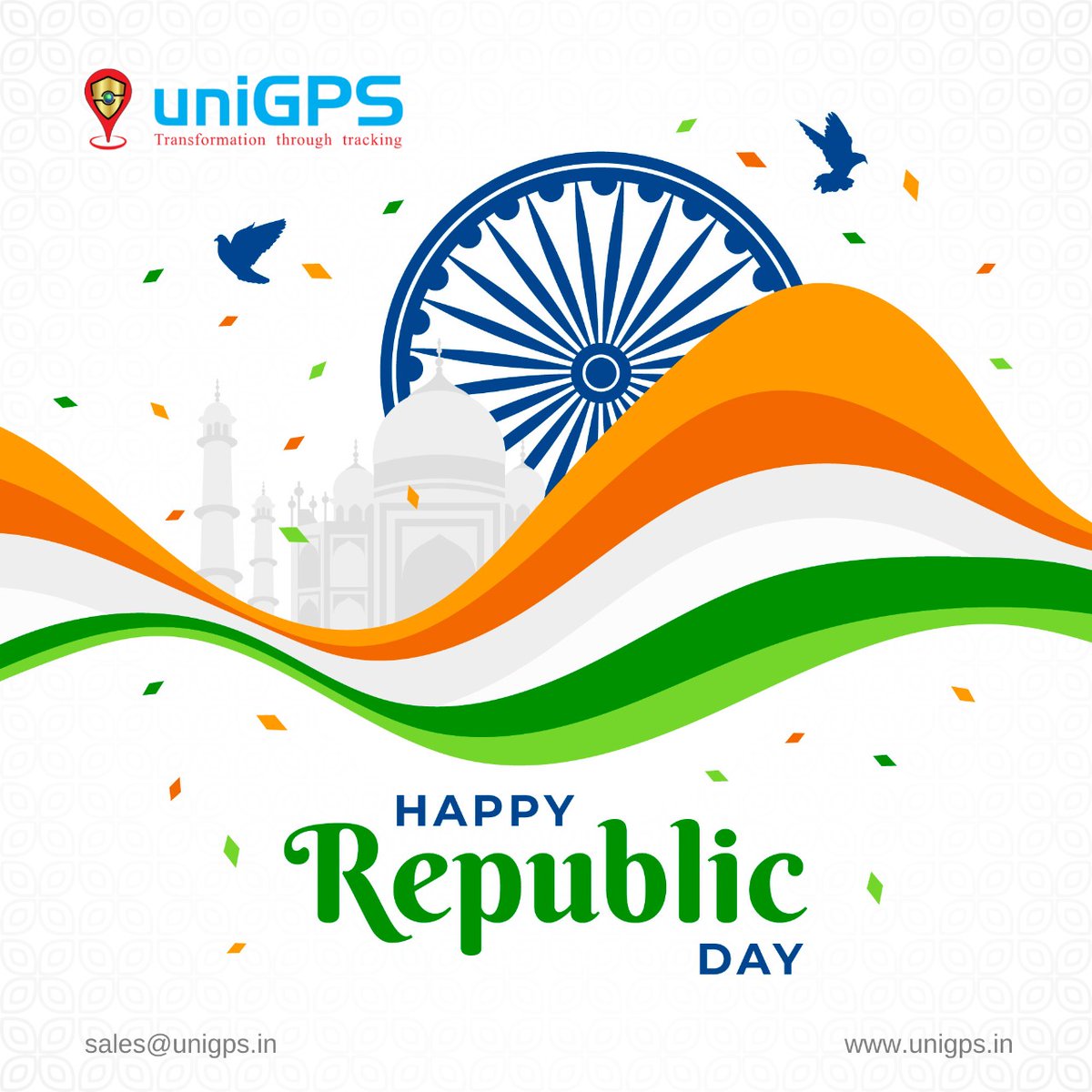 Be Proudful, Salute our Nation &amp; The Constitution.
Happy 72nd Republic Day 💐

#uniGPS #26January #RepublicDay2021 #AIS140 #vehicletracking #fuelmonitoring #AccessControl #gpstracker #FASTag