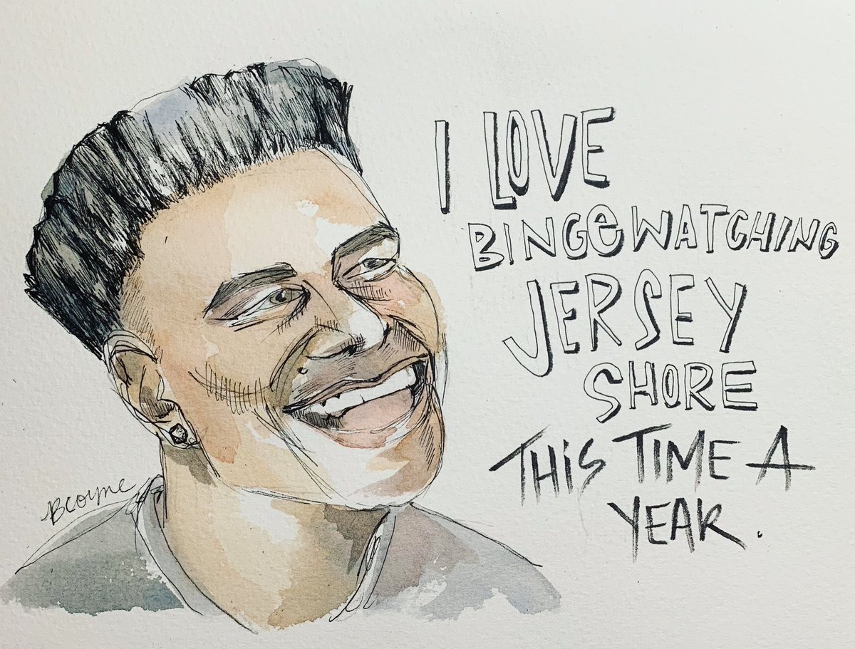 Anybody else got the winter <a href="/JerseyShore/">Jersey Shore</a> binge watching vibe going?! (My little sister is giving me a different person to draw every week for the year 2021 this past week she chose <a href="/DJPaulyD/">DJ Pauly D</a> ! - this is what I came up with) #jersday #awwwyeah #paulyd #cabsarehere #mtv